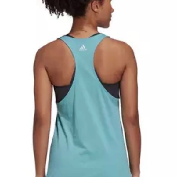 ADIDAS WOMEN'S ESSENTIALS LOOSE LOGO MEDIUM TANK TOP IN MINT/WHITE - Picture 3 of 6
